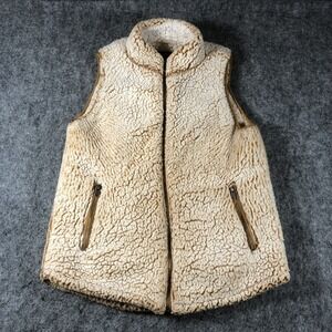 Love Tree Vest Womens Medium White Sherpa Fleece‎ Full Zip Pockets Warm Cozy